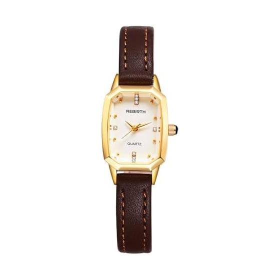 Square watch for ladies, genuine leather strap, analog display: Stylish, cute, waterproof, quartz watch, bracelet watch, fashion watch, ladies