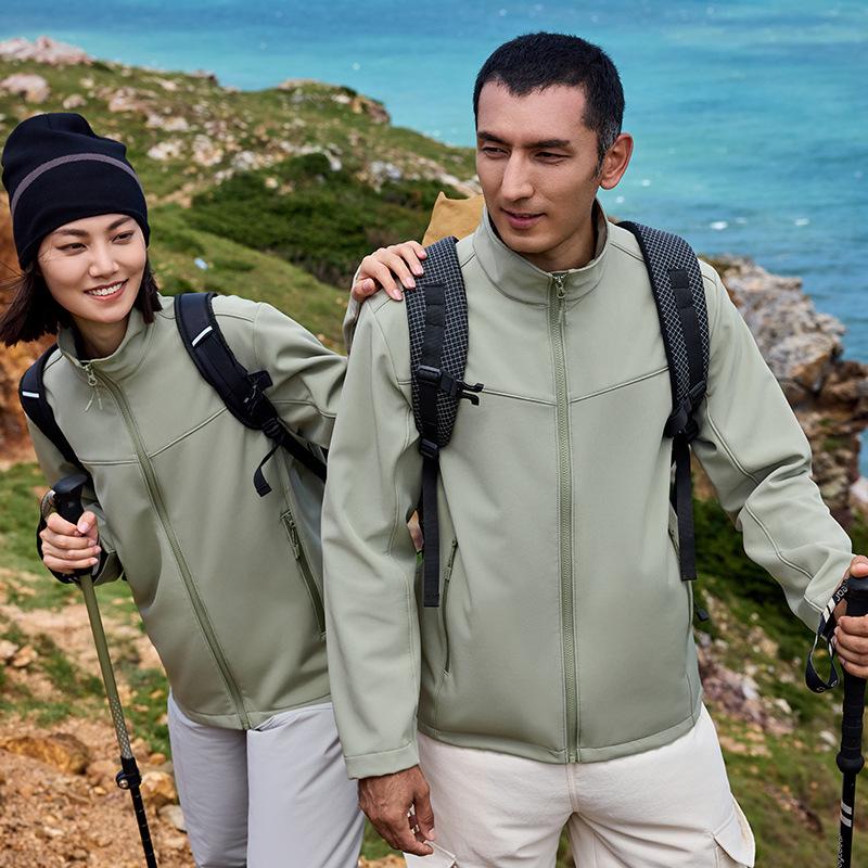 YKK Zipper Stand Collar Softshell High-Stretch Waterproof Windbreaker Jacket, Wear-Resistant & Anti-Static