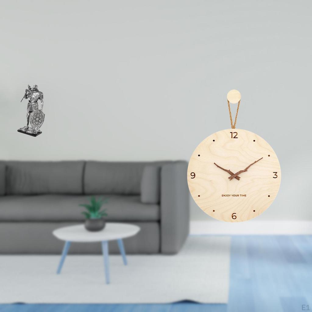 Nordic Resin Knight Figurine Sculpture And Minimalist Wood Wall Clock Modern Art Ornament for Office