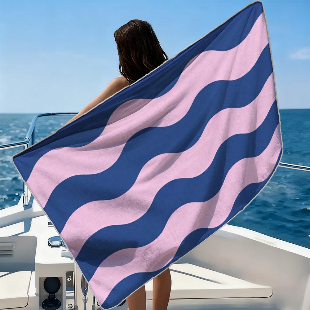 Pastel Rainbow HeartsBeach Towel Ultra-fine Fiber Quick Drying Absorbent Beach Swimming Vacationvacation Essentials Gifts