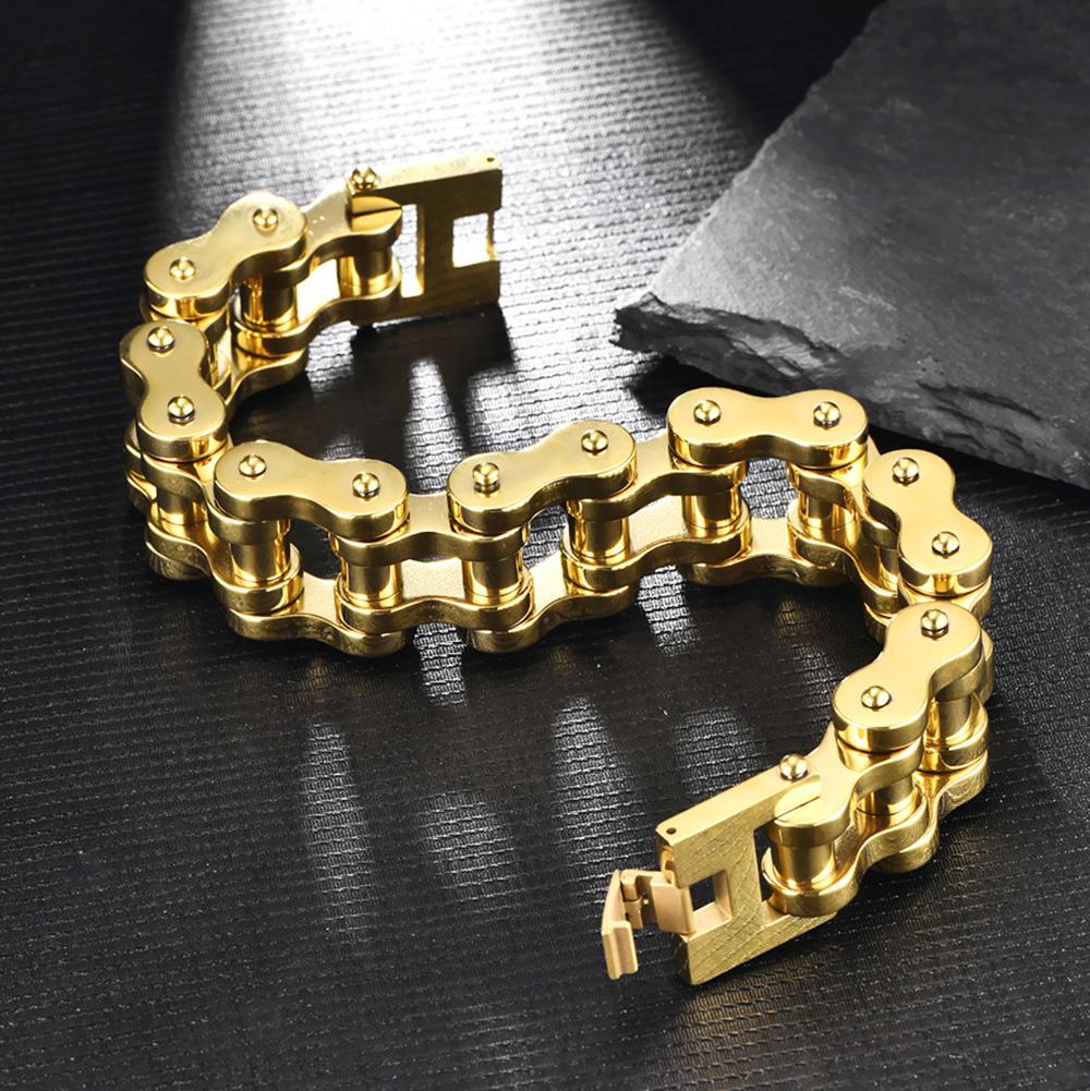 Rock And Roll 21MM Width Motorcycle Chain Man Bracelet for Men Heavy Stainless Steel Men's Bracelets Bangles Bikers Jewelry