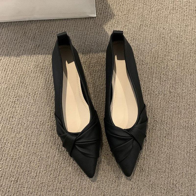 Versatile Light Mouth Thick Heel with Skirt Temperament Ladyshoes Spring and Summer 2025 New French Evening Wind Pointed Single Shoes Women's Shoes