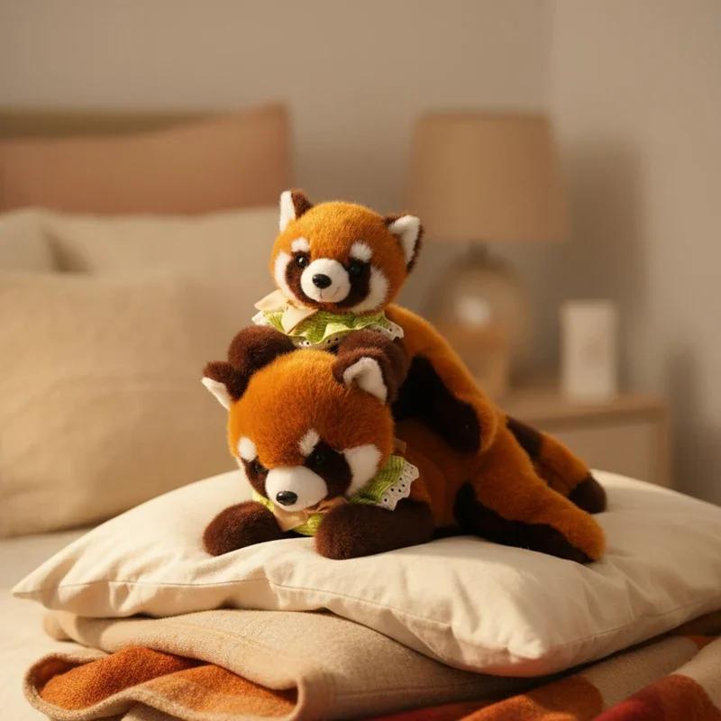 36/43cm Bauchlage Roter Panda Plüschtier Stofftier Realistisches Rotes Panda-Puppe Kinderspielzeug Weihnachts-Geburtstagsgeschenke für Jungen und Mädchen