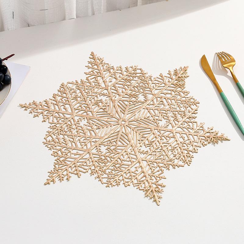 Snowflake PVC Christmas Placemat - Hot Stamping Christmas Table Decoration for Western Restaurants