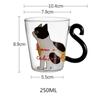 250ML Cute Cat Glass Juice Coffee Cup Milk Tea Coffee Glass Mug Cat Tail Handle Cat Cup Gifts