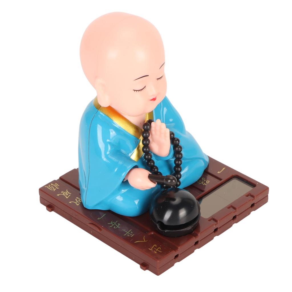 Little Buddhist Monk Ornament Solar Powered Cute Monk Decorative Ornaments for Car Desktop Living Room