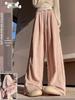 High-Waisted Sweet Lace Patchwork Wide-Leg Pants for Women - Loose-Fit Drawstring Trousers for Spring & Autumn