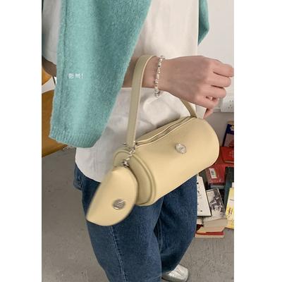 Solid Color Simple Handbag Small Bag Women's Spring and Summer New Cylinder Bag Versatile Shoulder Messenger Bag Pillow Bag