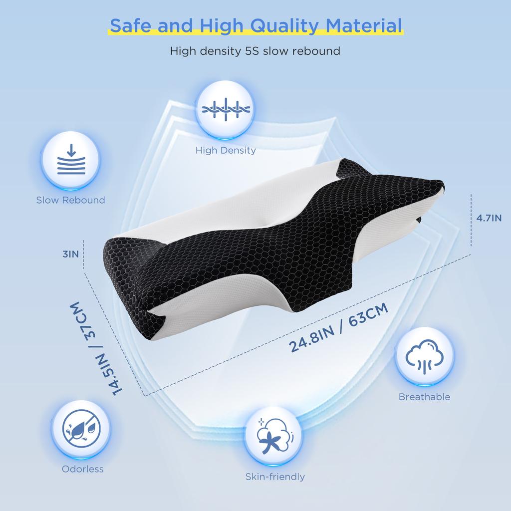 Cooling Memory Foam Pillow For Shoulder Pain Relief Supportive Ergonomic Cozy Sleeping Health Care Cervical Neck Pillow