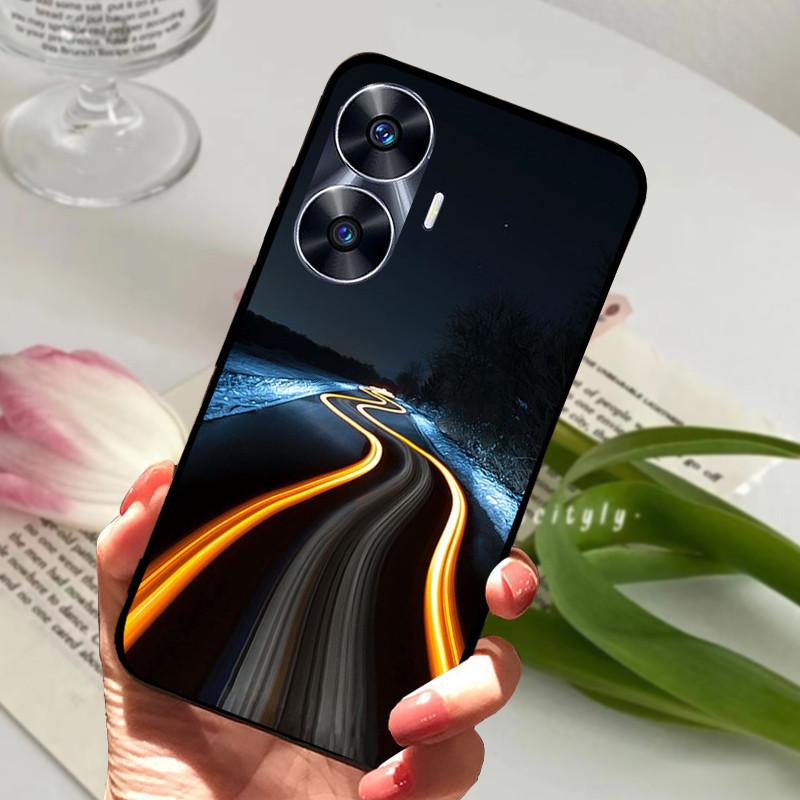 For Realme C55 Case Cool Black Soft Silicone TPU Bumper Protective Phone Case For OPPO Realme C55 C 55 Cover Fundas Shell Coque
