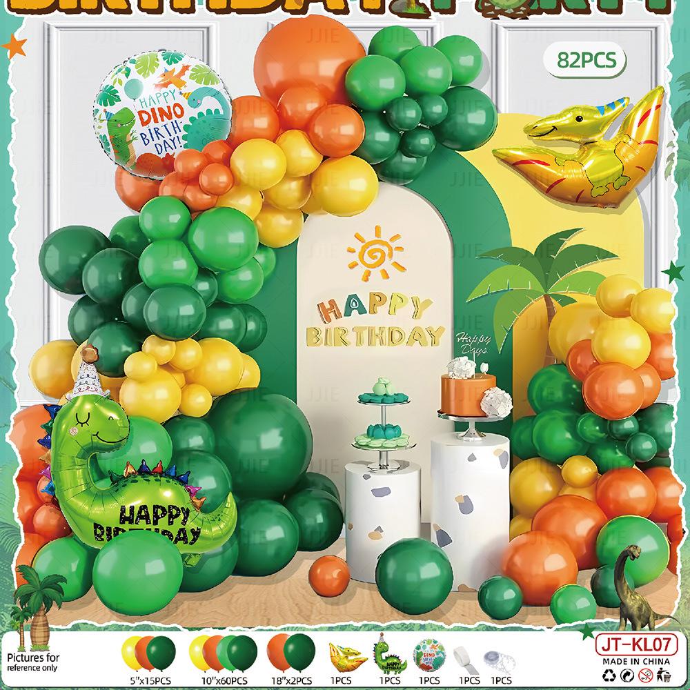 Dinosaurier Geburtstags-Szenendekoration für Kinder - Ballons und Party-Atmosphären-Set für Jungen und Mädchen