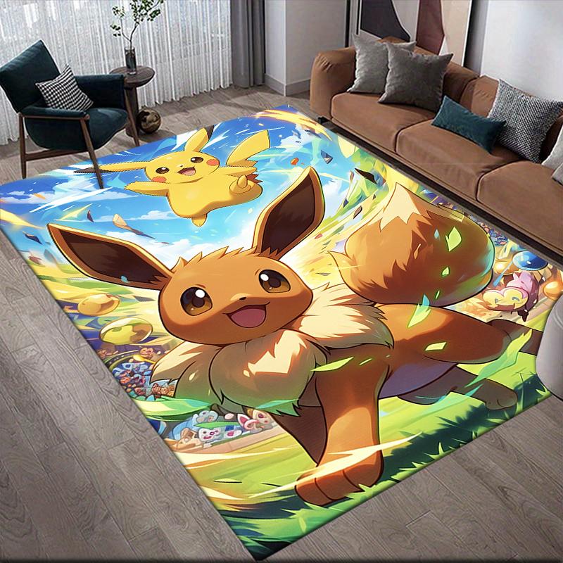 Eevee Pokemon2 Square Area Rug, Non-Slip Floor Mat for Home Decor, Perfect Gift for Eevee Fans.chl