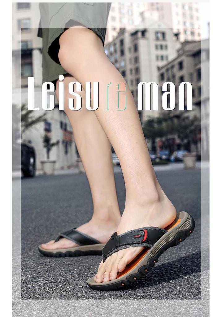 Infradito in Pelle da Uomo Taglia Larga: Sandali Estivi a Infradito Slip-On per Sport all'Aperto e Spiaggia