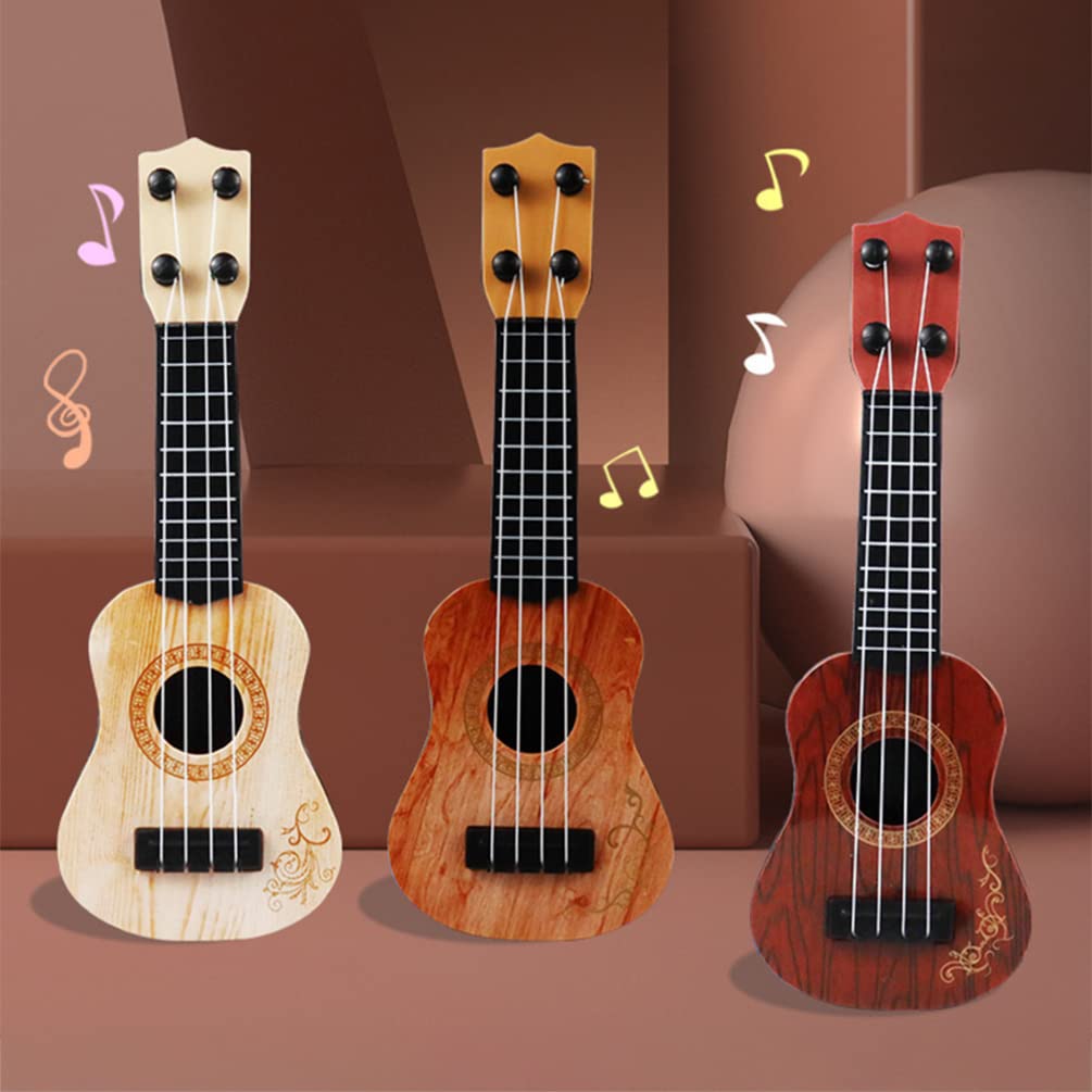Zerodeko Ukulele Mini Plastic Ukulele Model Beginner Musical Musical Learning Toy Kids' Guitar, Toy, Instrument, (Beige)