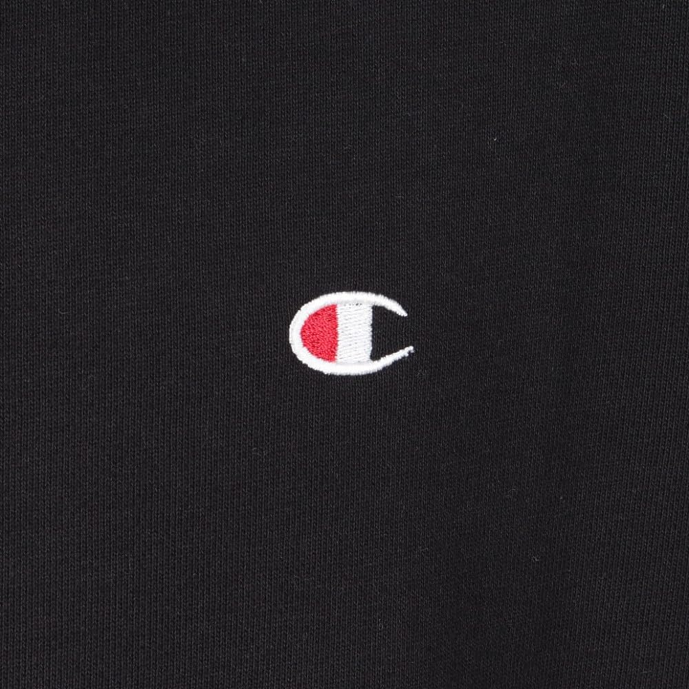 Champion Basic Short Sleeve Crew Neck Sweatshirt with Fleece Lining and Size L Men's One-Point Logo, Black, (C3-Z020)