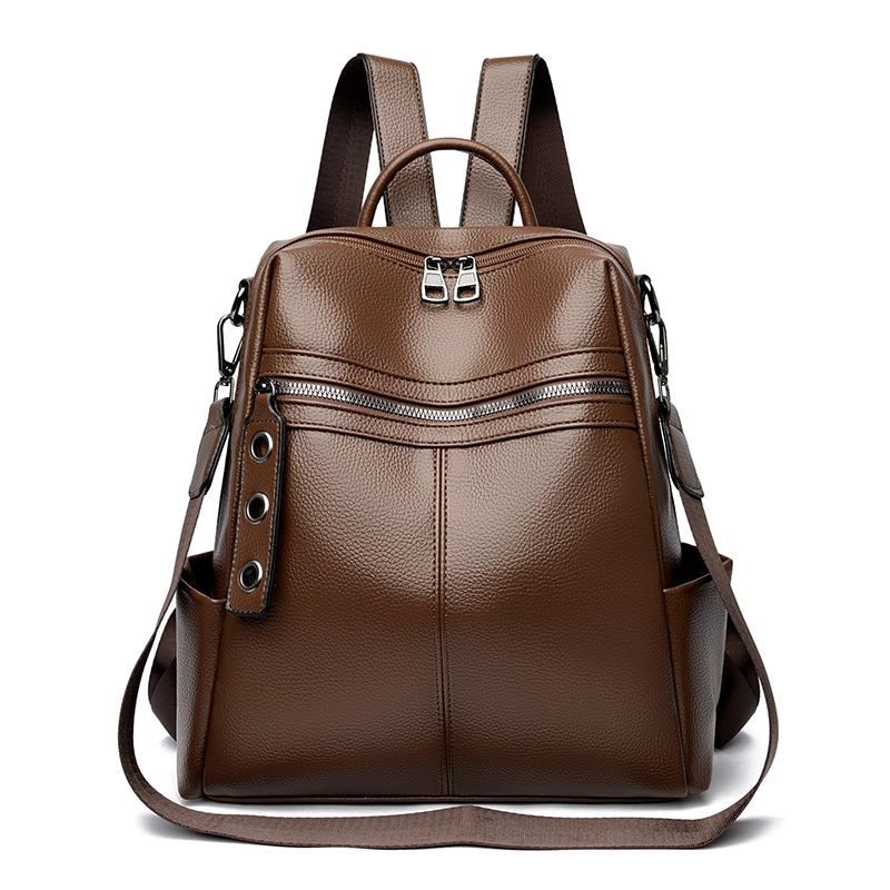 Women's Multi-functional Leather Backpack Retro Leather Shoulder Bag Large Capacity Backpack for Daily Commute and Weekend Outings and Travel