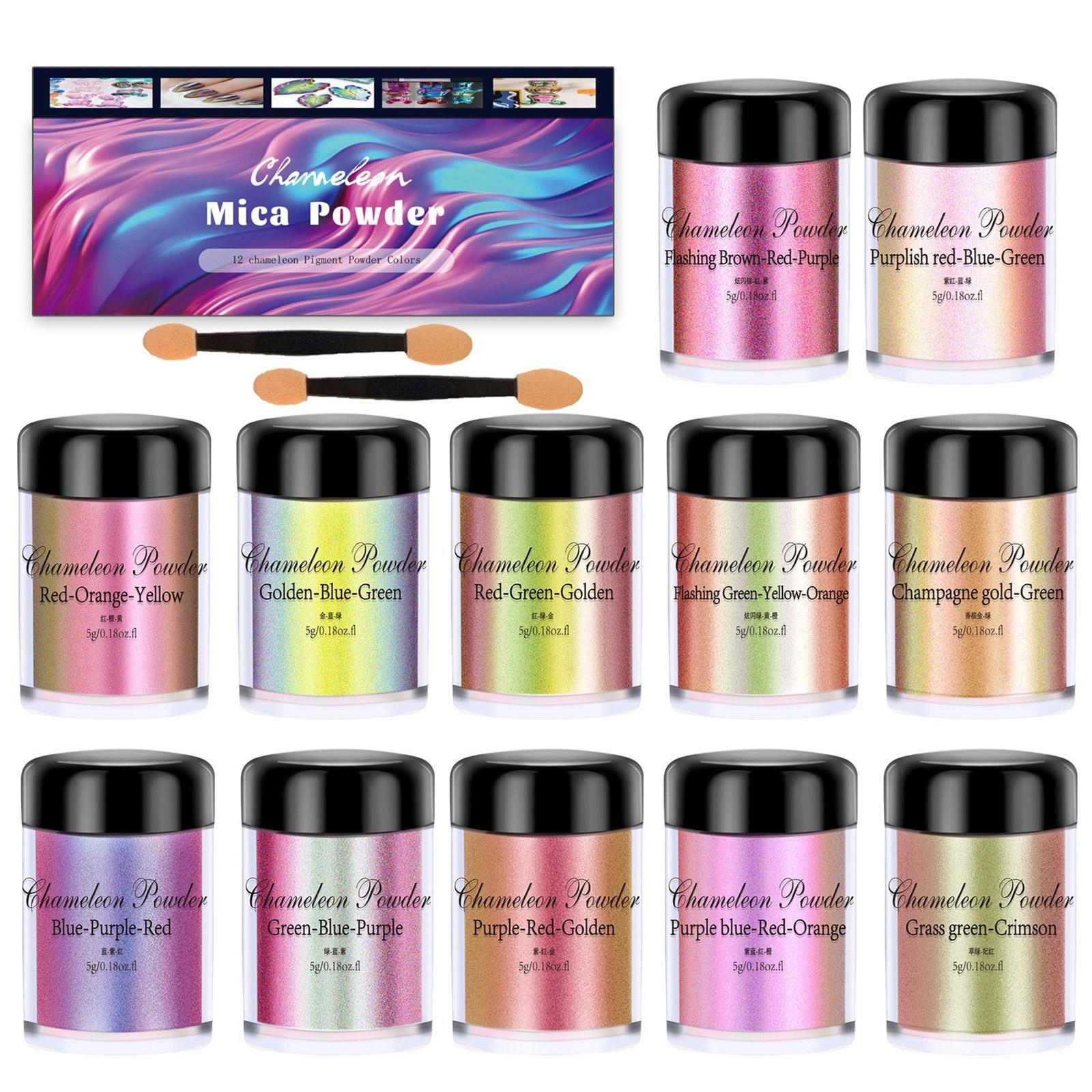 

Слюдяной порошок 12 пигментов, меняющих цвет, насыщенный хромированный пигмент для эпоксидной смолы, аксессуары для нейл-арта, инструмент для рисования A
