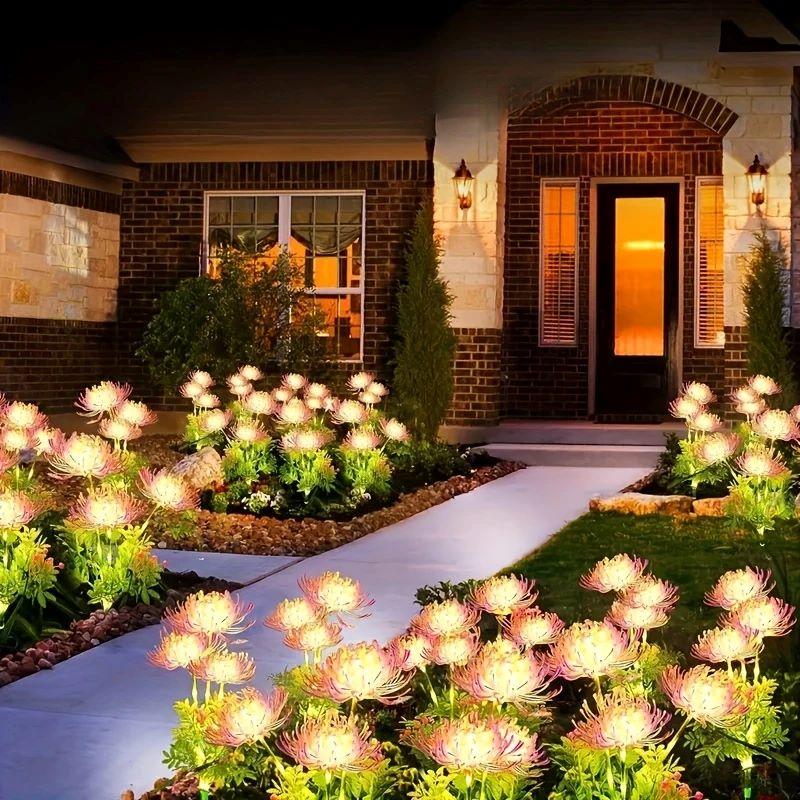 Solar Garden Lights Solar Flowers Lights with Glowing Flowers & Stems Solar Lights Outdoor for Garden Decoration Yard Decor