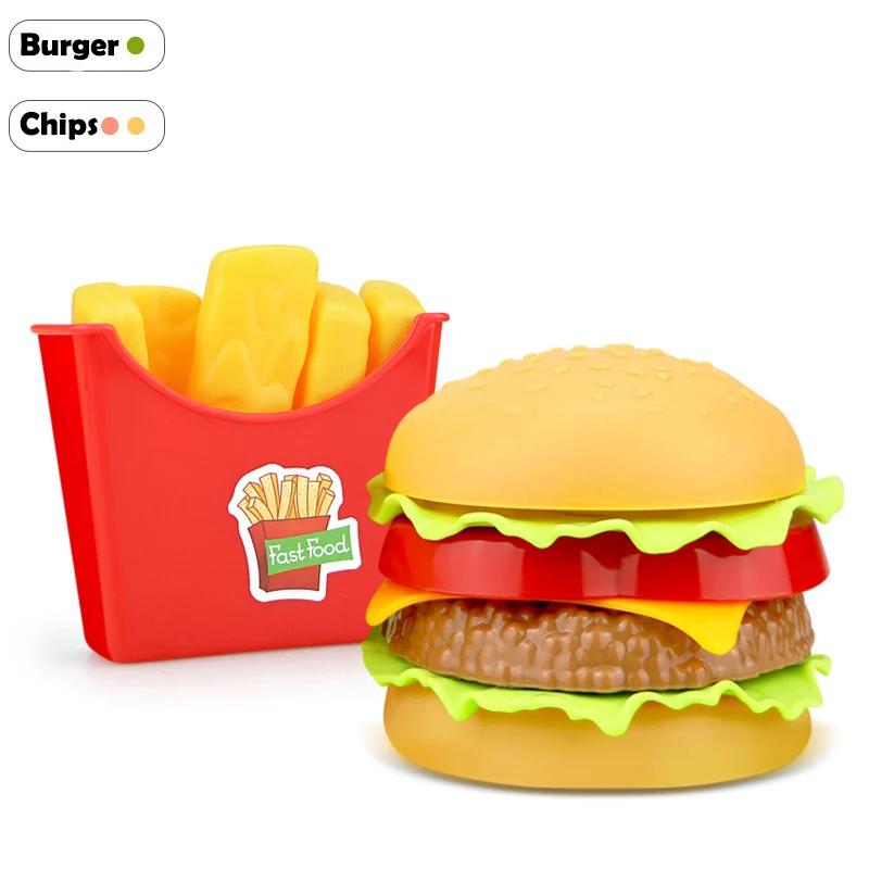 Hamburger Toy Hotdog Kitchen Girl Toys Miniature Kitchen Pretend Play Food Set Kitchen Set For Girls Burger Simulation Snack Toy