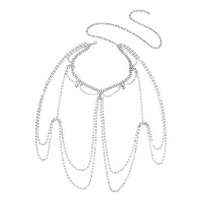 Elegant Rhinestones Tassels Shoulder Chain Body Jewelry for Women Perfect for Weddings Parties and Beach Occasions