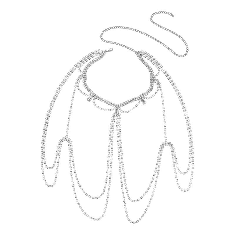 Elegant Rhinestones Tassels Shoulder Chain Body Jewelry for Women Perfect for Weddings Parties and Beach Occasions 1