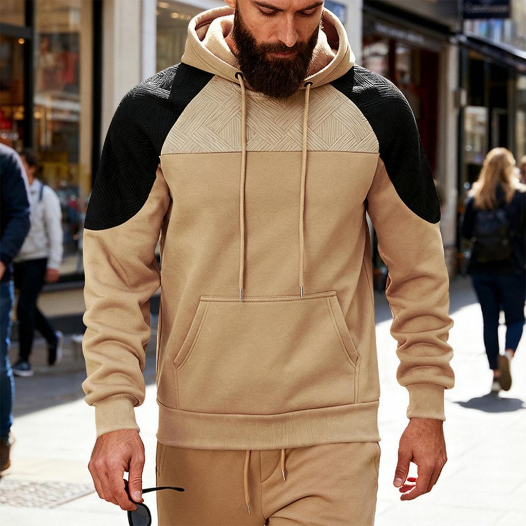 Męska Luźna Rekreacyjna Outdoorowa Z Kapturem Kaptur Kontrastowe Kolory Bluza z Kapturem