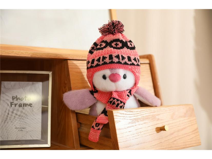 Japanese Penguin Plush Toy with Cute Christmas Scarf and Hat