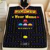1PC Custom Name Pac-Man Patterned Flannel Blanket Suitable For All Seasons for Home Decor Warmth and Comfort Gifts Holiday Present -HE165