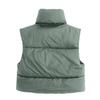 Women's Winter Vest Sleeveless Short Jacket Lightweight Stand Collar Zipper Solid Color Quilted Vest