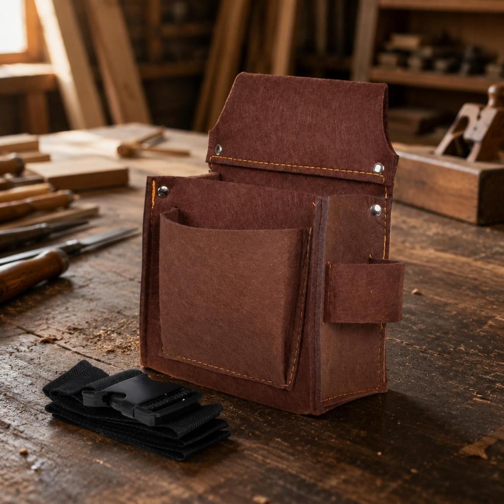 Waist-Mounted Tool Pouch Adjustable with Waist Belt for Woodworking