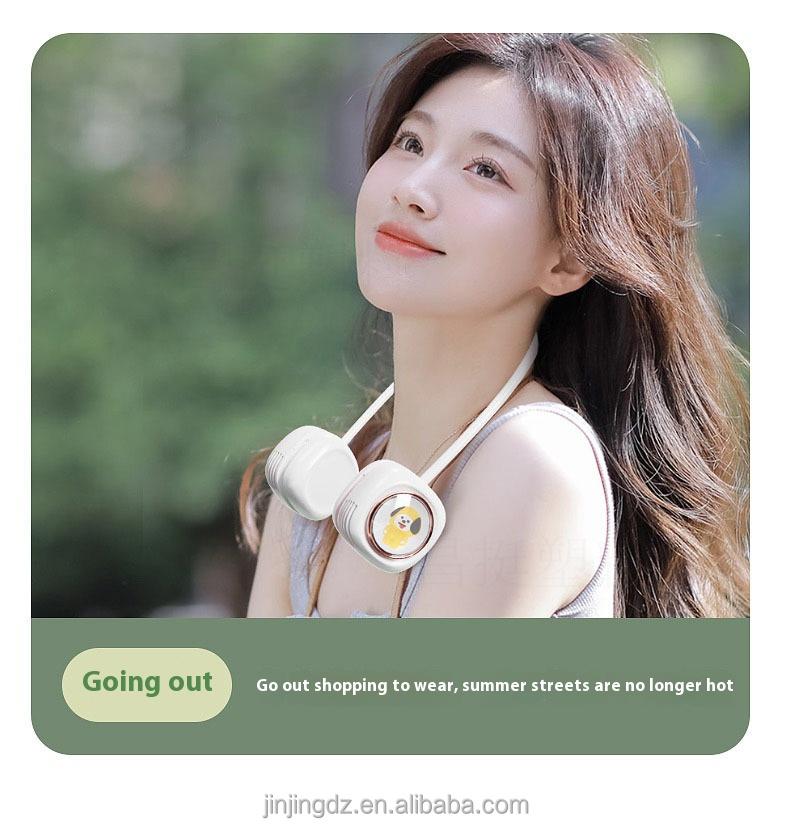 Aaoyun 2025 New Arrivals Bladeless Wearable Rechargeable Neck Fan 800mah Portable Outdoor Foldable Hanging Neck Cooling Fan