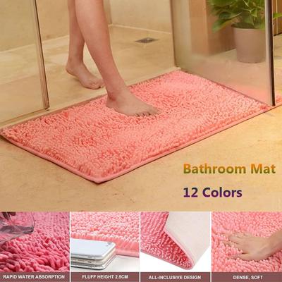Absorbent Colorful Toilet Kitchen Anti Slip Floor Bathtub Chenille Doormat Bathroom Carpet Bath Mat