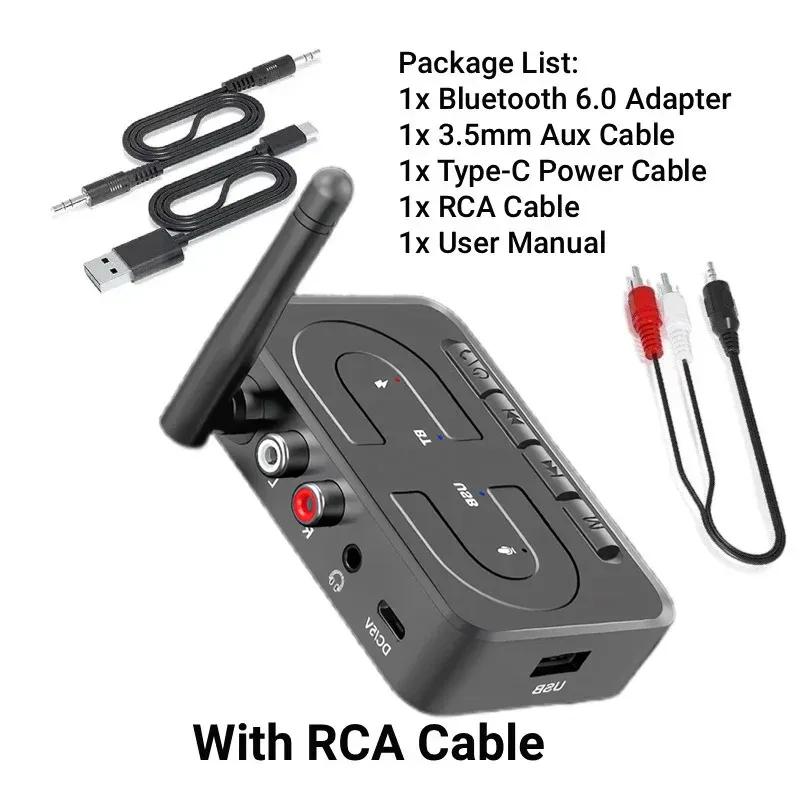 Wireless Audio Adapter Bluetooth 6.0 Receiver RCA 3.5mm AUX Jack Stereo Music Wireless Adapter Support U-Disk Playback Car Kit