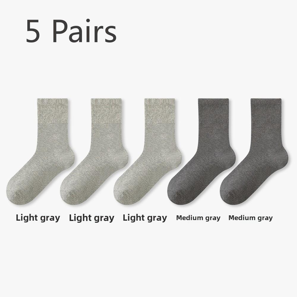 5 Pairs of Men's and Women's Spring and Autumn Anti-odour Sweat-absorbent Super-loose Mid-calf Socks