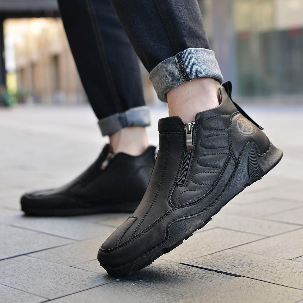 Fashion Brand Spring New Men's Comfortable Side Zipper Octopus Casual Shoes Fashionable Men Breathable Soft Bottom Casual Leather Shoes