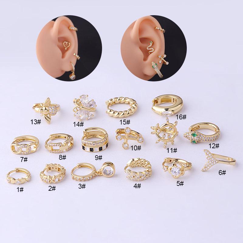 Gold-Plated Geometric Zircon Ear Cuff Earrings