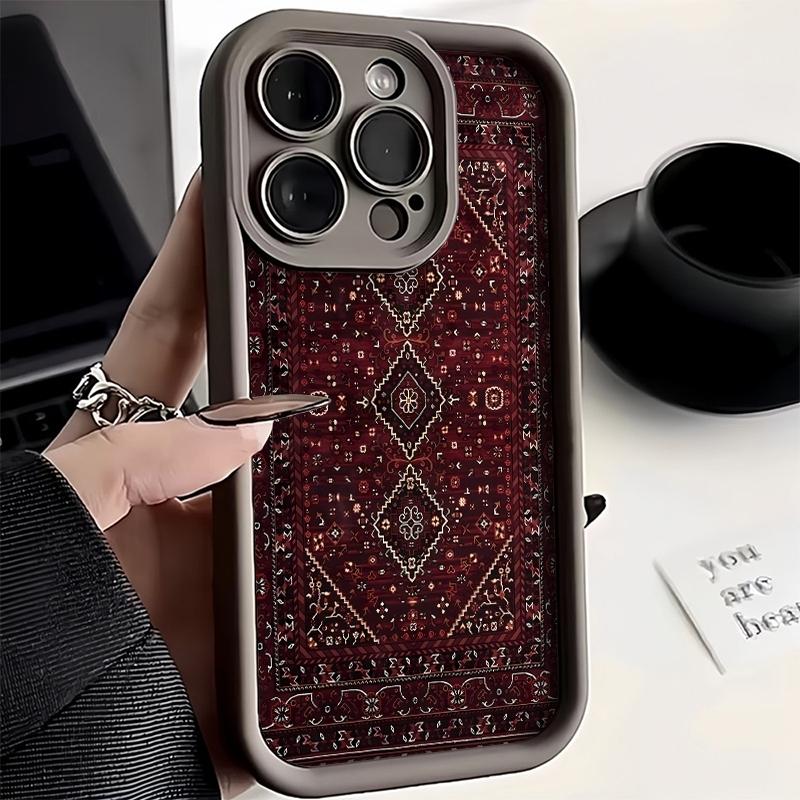 Pouzdro na telefon Vintage červený vzorovaný koberec Design Pro Xiaomi Redmi Note 14 13 Pro Plus 5G 12 11 10 Pro 4G 13 14C 13C 12C Měkký kryt