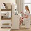 Vanity Table with Illuminated Mirror and Padded Stool, Vanity Set with 6 Drawers and Shelves, White