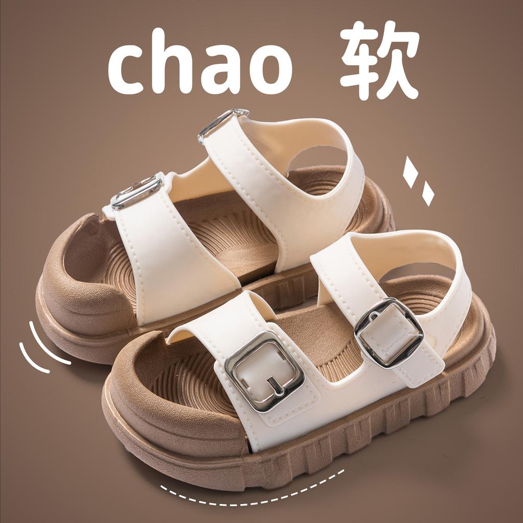 Girls Sandals New Summer Non-Slip Soft Sole Girls Middle and Large Children Velcro Children's Shoes Baby Beach Sandals
