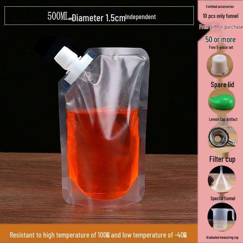 Disposable Transparent Spout Bag for Soy Milk, Chinese Medicine, Soup, or Beverages - Self-Standing and Convenient for Takeaway
