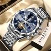 BINBOND Stainless Steel Strap Luminous Relojios Waterproof Chronograph Men's Watch Reloj Luxury Quartz Watches For Men+Box