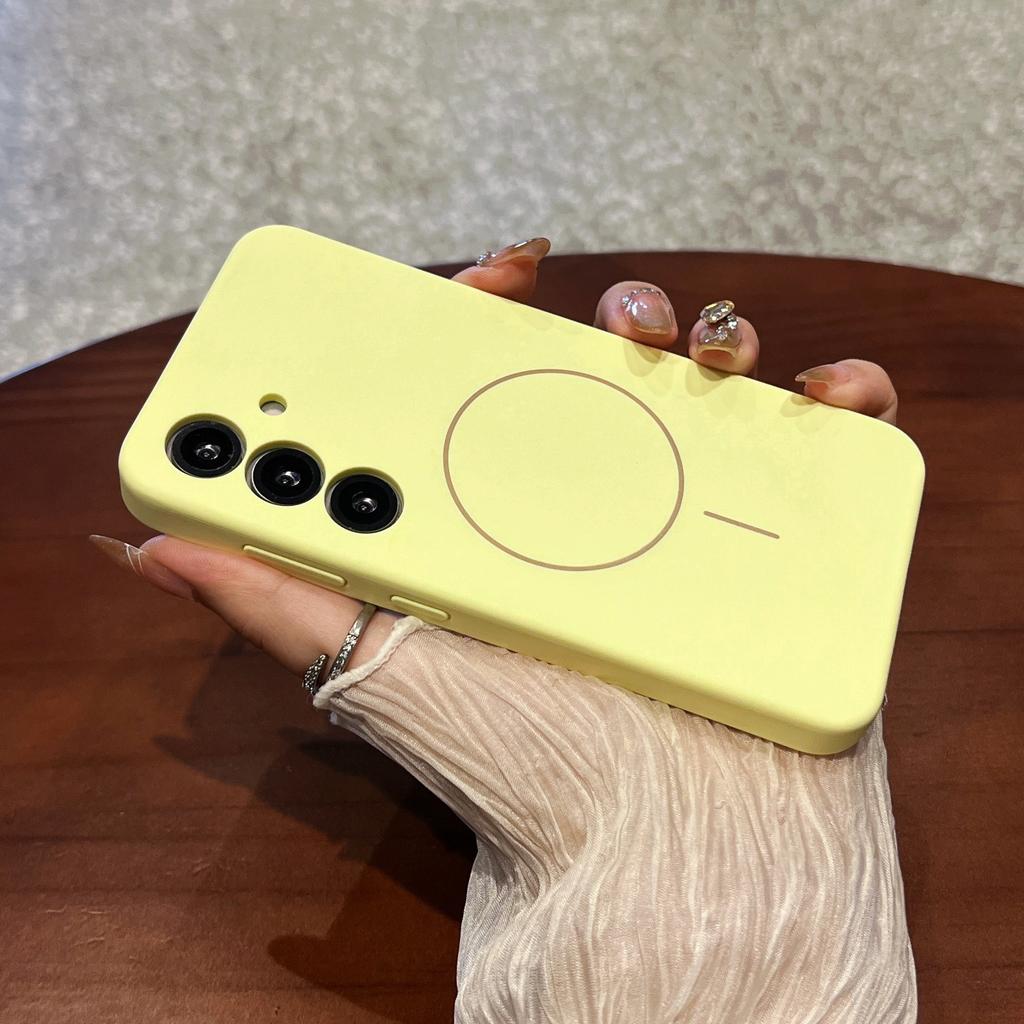 Geeignet für Samsung S25 Magnetische Saug Handyhülle Flüssiges Silikon S25ultra Objektiv Vollabdeckung Anti-Fall Schutzhülle für Männer und Frauen