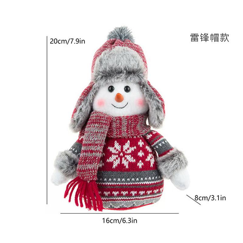 Cross-border Popular Red Knitted Fabric Snowman Doll Doll Ornament Window Arrangement Counter Christmas Decorations
