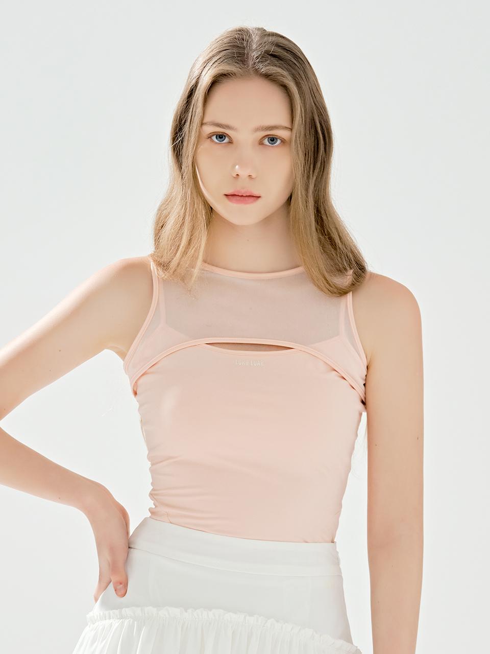 Road Roar Mesh Cutout Sleeveless T-Shirt Pink Pink/S