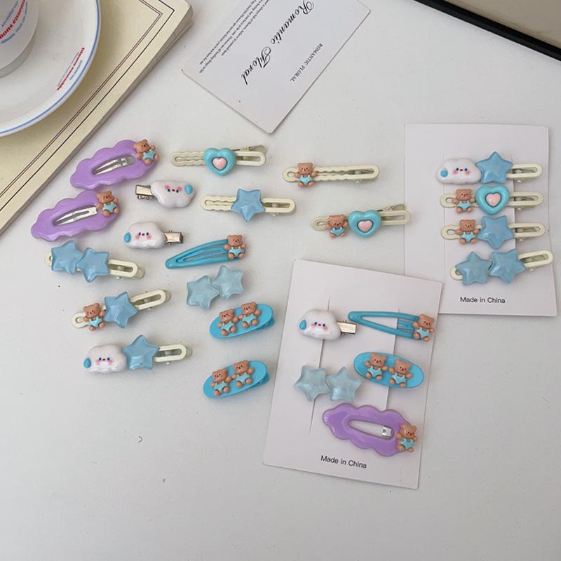 Adorable Bear Hair Clip for Girls: Duckbill Side Bangs Clip, Children's BB Star Hairpin.