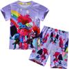 Short-Sleeved Cartoon Digital Printing, Middle-Aged And Older Children'S Daily Loungewear, Short-Sleeved + Shorts Set 92276.