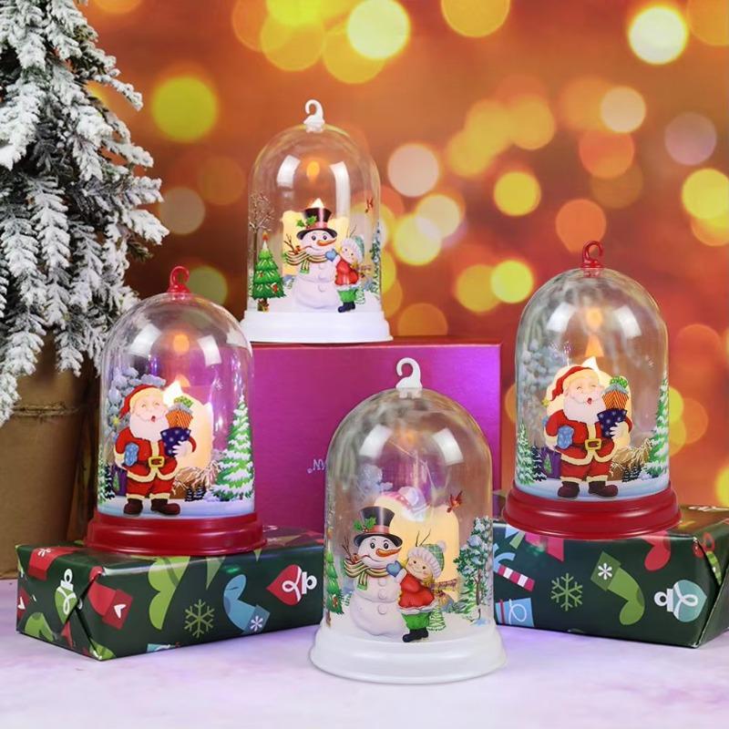 LED Candle Holder Santa Snowman Hanging Pendant Light New Year Christmas Gift Christmas Ornaments Lantern Luminous