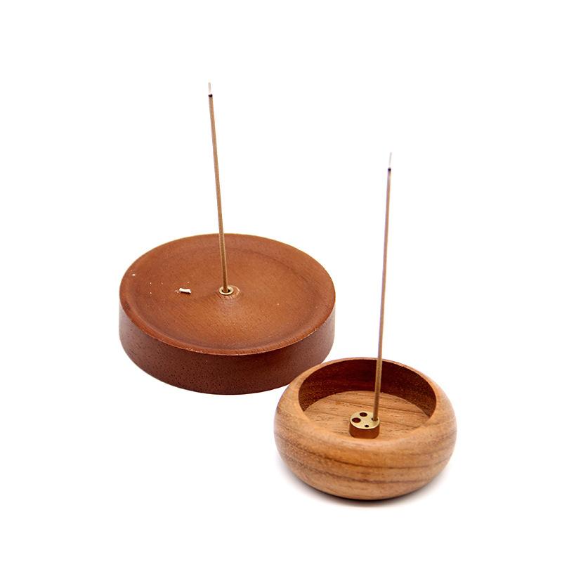 1 Bucată Suport Tavă Lemn de Agar Negru American Nuc Masiv Bețișor de Tămâie Handmade Ceremonia Ceaiului Arzător de Tămâie Rotund