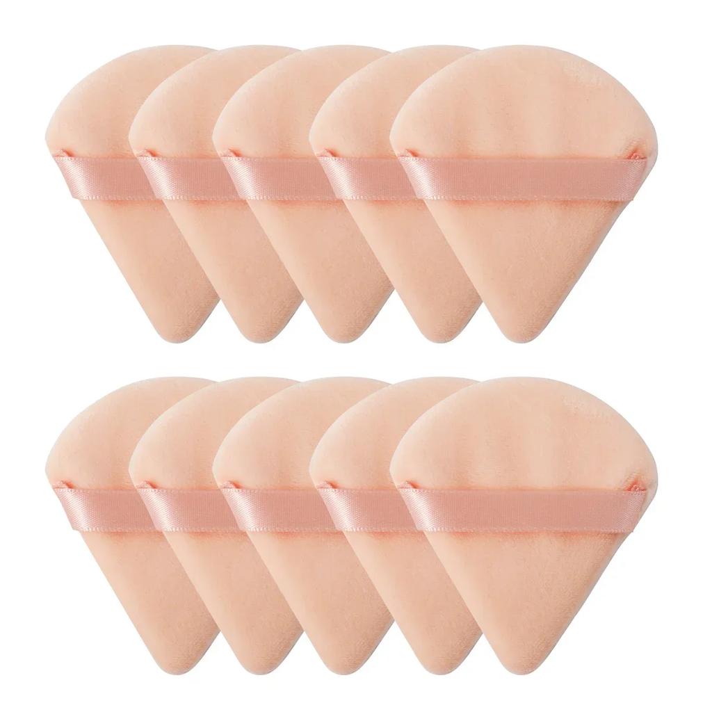 10/20Pcs Triangle Velvet Powder Puff Pizza Flours Mini Face Makeup Sponge Cosmetics Washable Lightweight Makeup Tool