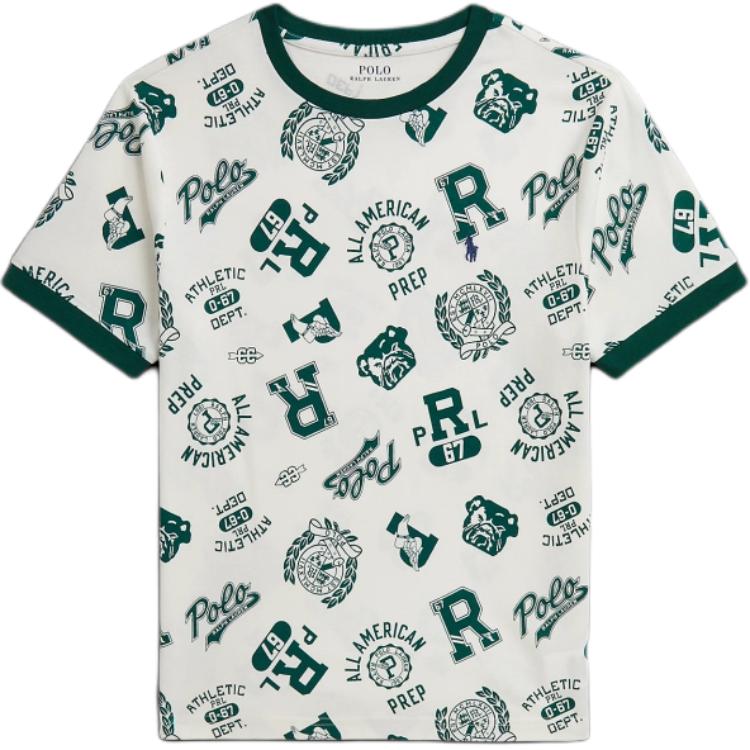 

Polo Ralph Lauren Хлопковая однотонная футболка с коротким рукавом и буквенным узором Детские топы CWPOTSHY8021167-999 S